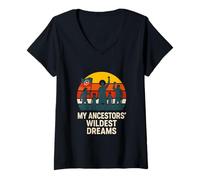 Femme Juneteenth My Ancestors Wildest Dreams Histoire noire pour femme T-Shirt avec Col en V