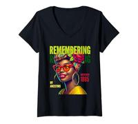 Femme Juneteenth Pride : Honorer Mes ancêtres T-Shirt avec Col en V