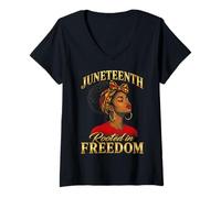 Femme Juneteenth Rooted in Freedom Black Women T-Shirt avec Col en V
