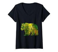 Femme Jungle Nature & Randonnée Paysage De Forêt Tropicale Panda T-Shirt avec Col en V