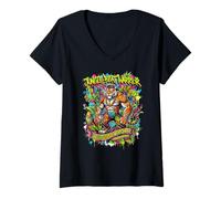 Femme Jungle Tiger Beat Warrior T-Shirt avec Col en V