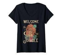Femme Jungle Tiger Bienvenue dans Notre Jungle Tiger Lover Hiking T-Shirt avec Col en V