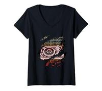 Femme Junglist - Costume d'halloween Effrayant pour Guitare Basse DJ T-Shirt avec Col en V