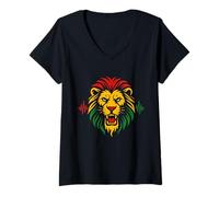 Femme Junglist Tête de Lion Massive Tambour et Basse Motif Rave T-Shirt avec Col en V