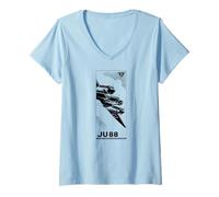 Femme Junkers 88 WW2 Avion Allemand Vintage 1941 Ad T-Shirt avec Col en V