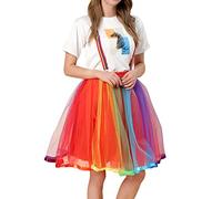 Femme Jupe en Tulle - Arc-en-Ciel Multicolore Jupe Jupe Tutu Lumineuse à LED Magnifique Jupe Métallisé Tulle Tutu Arc-en-Ciel pour Filles Jupe de Plage DéContractéE Jupe Rétro AnnéEs 80 Fête