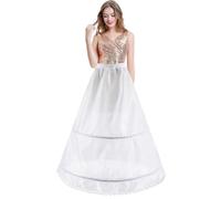 Femme Jupe Jupon Crinoline 2 Cerceau mariée Jupons Hoopless Robe de Bal Demi Slips Sculptante 2 Hoops Wedding Bridal Dress Petticoat Mariage élastique A-Ligne Longue Jupon Skirt Underskirt(Blanc,36)