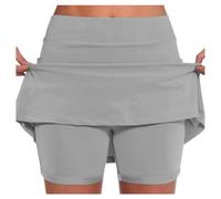 Femme Jupe Short Ete Tissu Microfibre Doux Sport Pantskirts Tissu Extensible Jupe Course Athlétiques Couleur Unie Skirt Modèle Legging Pants Loisirs Jupe Short Yoga Vêtement (Grey, XXL)