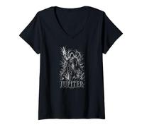 Femme Jupiter (Dieu Romain) Thunder in Storm Lightning Power T-Shirt avec Col en V