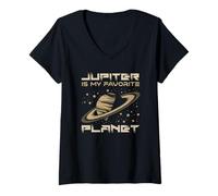 Femme Jupiter est ma planète préférée, Saturne Sarcastique T-Shirt avec Col en V
