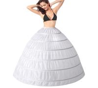 Femme Jupon Jupe 6 Cerveaux Mariage de Jupons Crinoline Long Vintage de Mariée Demi-Slips 6 Hoops Wedding Bridal Petticoat Longue Jupes Longueur du Plancher Underskirt Plus Couleurs(Blanc,48)