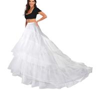 Femme Jupons Crinoline Longue traîne Mariage Jupon Hoopless Robe mariée Demi-Slips Long Tail Wedding Petticoat Robes de Bal sous-Vêtement soirée Underskirt Femmes Skirt Jupes(Blanc,40)