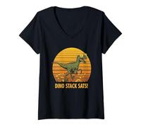 Femme Jurassic Bitcoin Dinosaures Dino Art Fossil Power Bitcoin T-Shirt avec Col en V