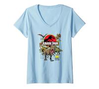 Femme Jurassic Park Dinosaur Breach T-Shirt avec Col en V