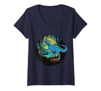 Femme Jurassic Park Halloween Design Dinosaure Adventure T-Shirt avec Col en V