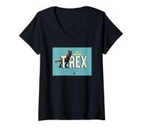 Femme Jurassic Park Life Finds A Way T-Rex T-Shirt avec Col en V