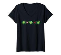 Femme Jurassic World Argyle Style Dinosaur Holiday T-Shirt avec Col en V