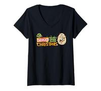 Femme Jurassic World Do Not Open Before Christmas Dinosaur Egg T-Shirt avec Col en V