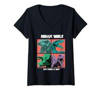Femme Jurassic World Merch Life Trouve Une Solution T-Shirt avec Col en V