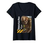 Femme Jurassic World Rebirth Distortus Rex Hazard T-Shirt avec Col en V