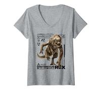 Femme Jurassic World Rebirth Distortus Rex Ingen Species File T-Shirt avec Col en V