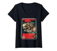 Femme Jurassic World Rebirth Distortus Rex Worst of The Worst T-Shirt avec Col en V