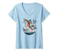 Femme Jurassic World Rebirth Quetzalcoatlus Air Dinosaur T-Shirt avec Col en V