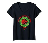 Femme Jurassic World Tis The Season to Roar Teen T-Shirt avec Col en V