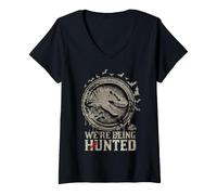 Femme Jurassic World We're Being Haunted T-Shirt avec Col en V