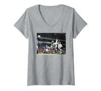 Femme Jurgen Klinsmann Vélo Kick Tottenham Coupe du Monde de Football T-Shirt avec Col en V