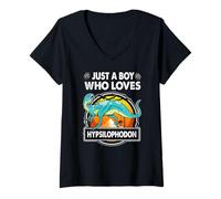 Femme Just A Boy Who Loves Hypsilophodon Dinosaur Prehistoric T-Shirt avec Col en V