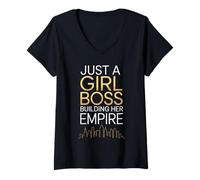 Femme Just A Girl Boss Motto Femme Entrepreneur Femme Investisseur T-Shirt avec Col en V