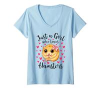 Femme Just a Girl Who Love Hamsters Cute Innocent Hamster Mom T-Shirt avec Col en V