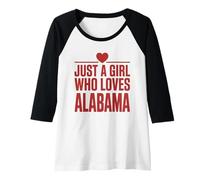 Femme Just A Girl Who Loves Alabama, Women's Girls Cute Alabama Manche Raglan