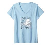 Femme Just a Girl Who Loves an Octopus Cute Octopus T-Shirt avec Col en V