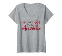 Femme Just a Girl Who Loves Arizona. Cute Women's Teen Girls Tween T-Shirt avec Col en V