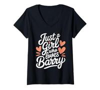 Femme Just A Girl who loves BARRY T-Shirt Cute BARRY T-Shirt avec Col en V