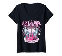 Femme Just A Girl Who Loves Concerts - Adorables Fans de Concert Rock pour Femme T-Shirt avec Col en V