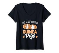Femme Just a Girl Who Loves Guinea Pigs, Cute Pet Love, Piggy Mom T-Shirt avec Col en V