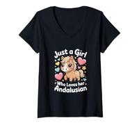 Femme Just a Girl Who Loves Her Andalouse T-Shirt avec Col en V