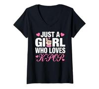 Femme Just A Girl Who Loves K-Pop T-Shirt avec Col en V