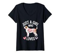 Femme Just a Girl Who Loves Saint Bernard Aquarelle Florale T-Shirt avec Col en V