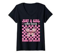 Femme Just A Girl Who Loves Science and Rockets Ingénieur aérospatial T-Shirt avec Col en V