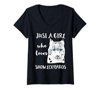 Femme Just A Girl Who Loves Snow Léopard des neiges T-Shirt avec Col en V
