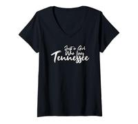 Femme Just A Girl Who Loves Tennessee, Women's Cute T-Shirt avec Col en V