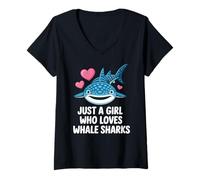Femme Just a Girl Who Loves Whale Sharks Cute Whale Shark T-Shirt avec Col en V