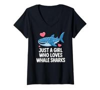Femme Just a Girl Who Loves Whale Sharks Cute Whale Shark T-Shirt avec Col en V