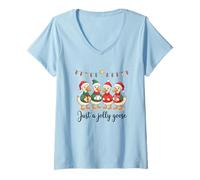 Femme Just A Jolly Goose Christmas Holiday T-Shirt avec Col en V