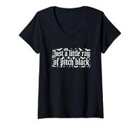 Femme Just A Little Ray of Pitch Black Halloween Goth Gothic Punk T-Shirt avec Col en V