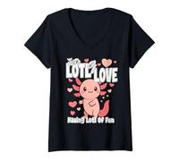 Femme Just a Lots of Love... Have Lots Fun Cute Loving Axolotl T-Shirt avec Col en V